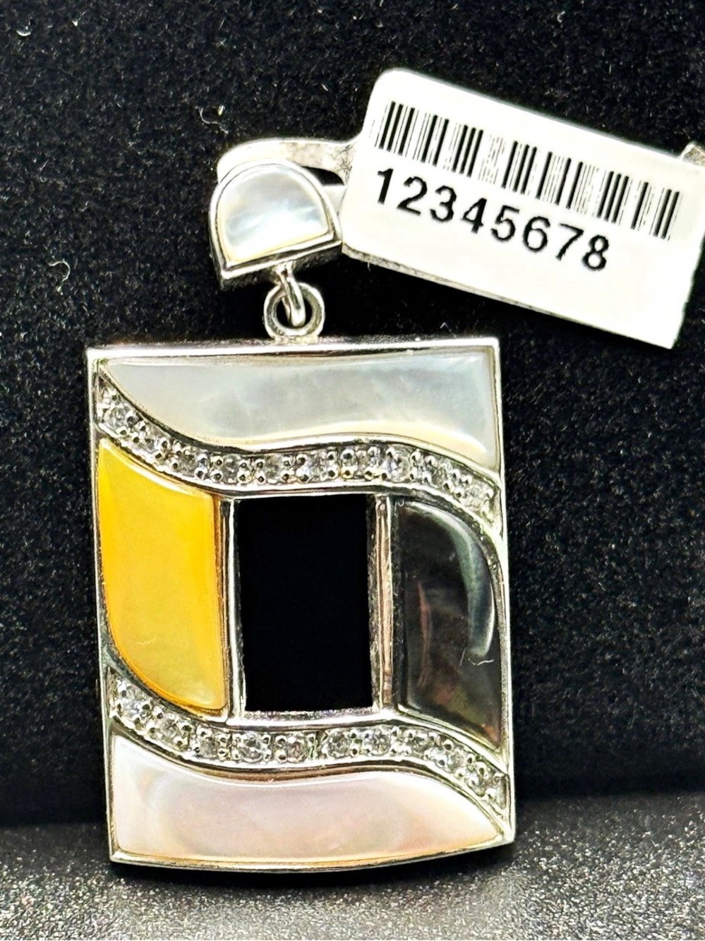 Sterling Silver Yellow, Black & Mother-of-Pearl Pendant